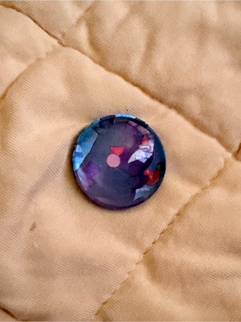 Pokemon Round Purple Pin Badge with Red Accents